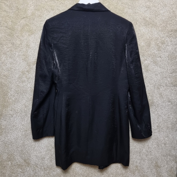 BHS Blazer Womens 12 Black Shimmer Double Breasted Vintage Y2K Jacket - Picture 3 of 5